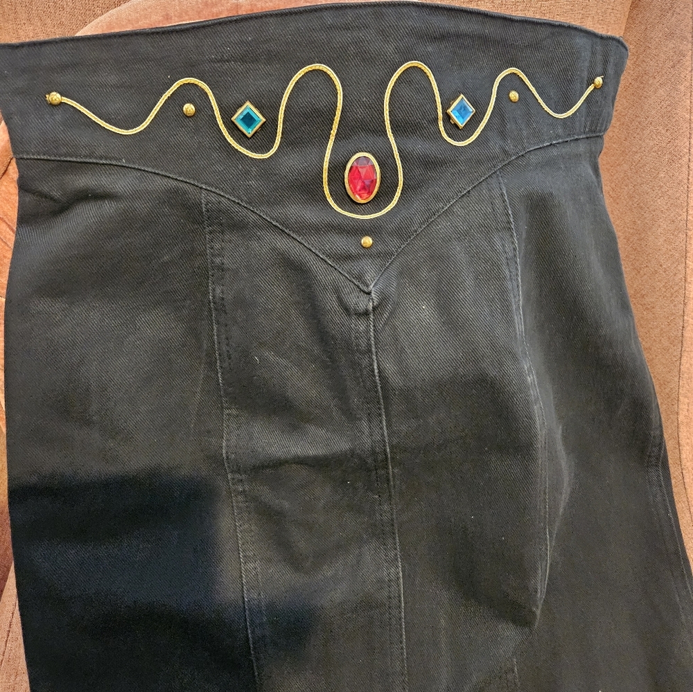 Vintage 80s Black Denim Pencil Skirt by SWITCH - Picture 12 of 14